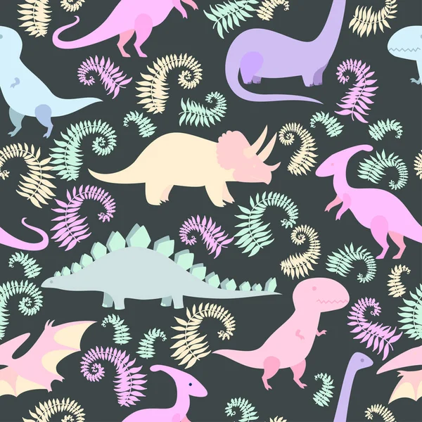 Patrón colorido con dinosaurios — Vector de stock