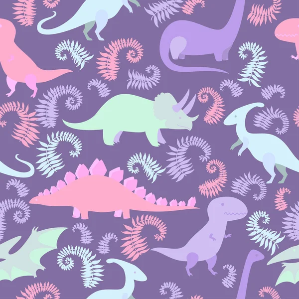 Patrón colorido con dinosaurios — Vector de stock