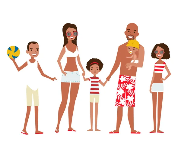 Grande famille en vacances — Image vectorielle