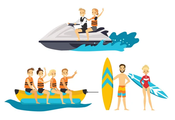 Happy people on vacation — Stock Vector