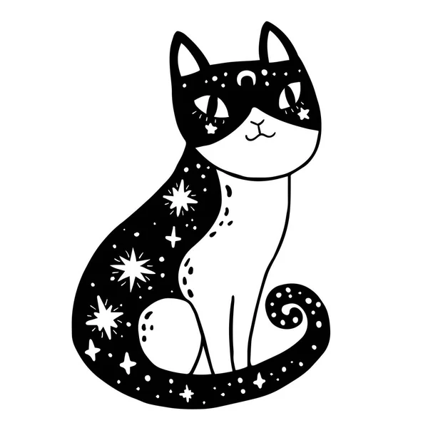 Chat de sorcière sur fond blanc — Image vectorielle