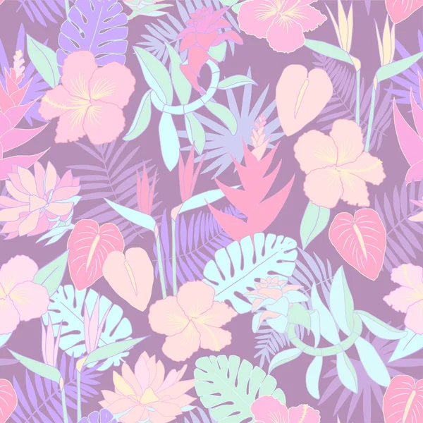 Pastel selva flores patter — Archivo Imágenes Vectoriales