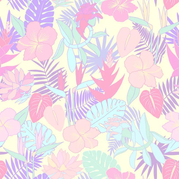 Pastel jungle fleurs patter — Image vectorielle