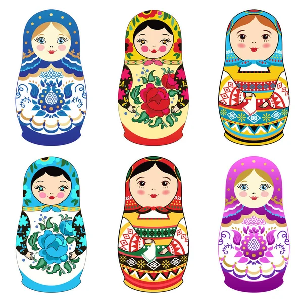 Matrioshka with smiling face — Stock Vector