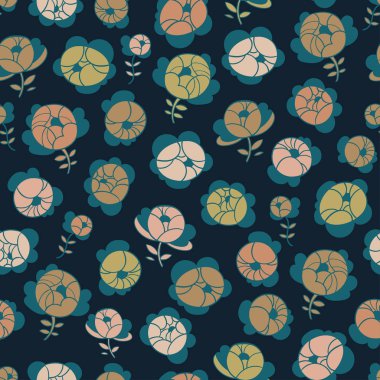 Renkli çiçek Dikişsiz desen vektör çizim tasarımı.