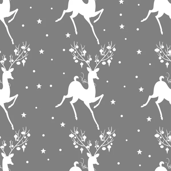 Vector Illustration Design Reindeer Seamless Pattern Merry Christmas Postcard — Stock Vector