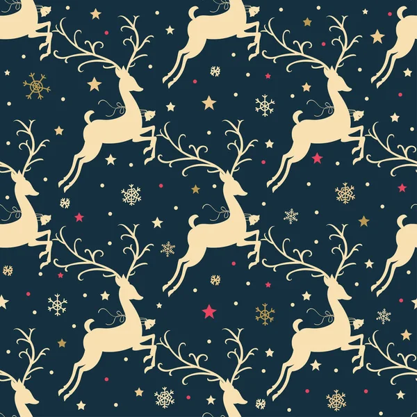 Vector Illustration Design Reindeer Silhouette Seamless Pattern Merry Christmas Postcard — Stock Vector