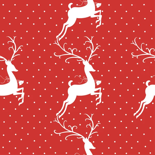 Vector Illustration Design Reindeer Silhouette Seamless Pattern Merry Christmas Postcard — Stock Vector