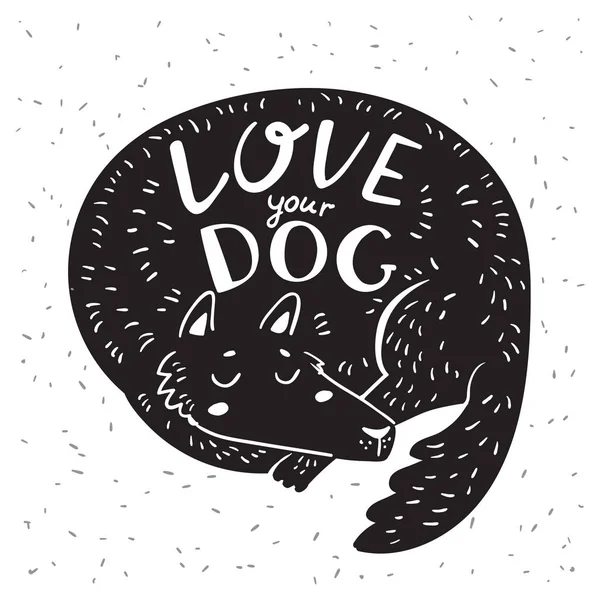 Diseño Ilustración Vectorial Perro Dibujos Animados Divertido Encantador Con Letras — Archivo Imágenes Vectoriales