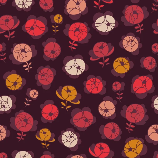 カラフルな花柄シームレス パターンのベクトル イラスト デザイン — ストックベクタ