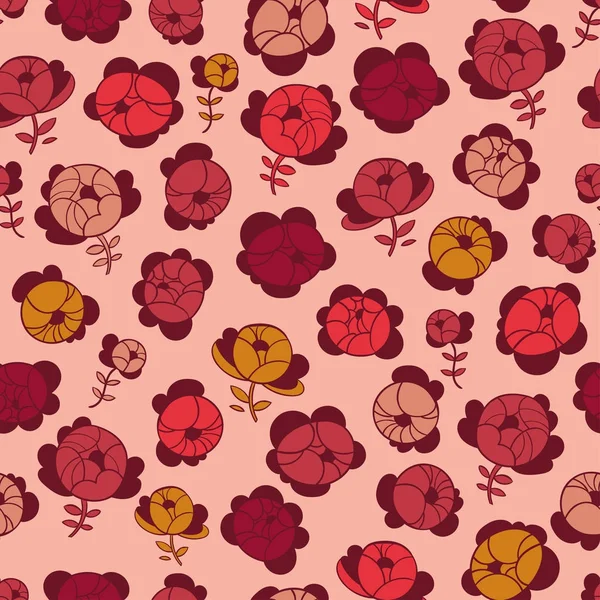 Vector Illustration Design Colorful Floral Seamless Pattern Pink Background — Stock Vector