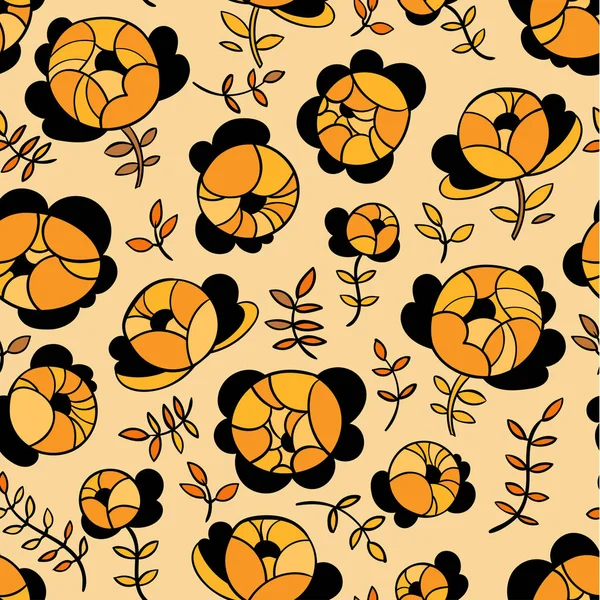 Vector Illustration Design Yellow Flowers Seamless Pattern — Stock Vector