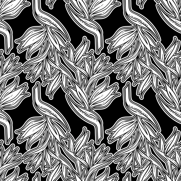 Illustration Vectorielle Motif Floral Jungle Tropicale Sans Couture Avec Belles — Image vectorielle