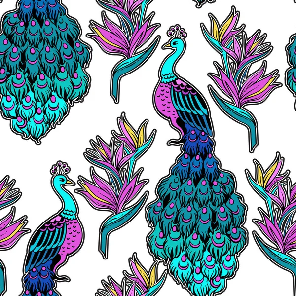 Vektorové Ilustrace Design Vzor Bezešvé Krásní Ptáci — Stockový vektor