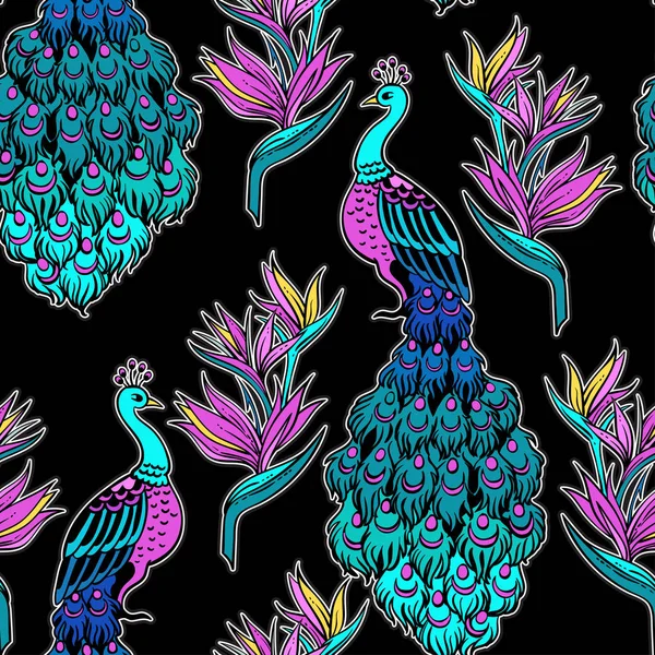 Vektorové Ilustrace Design Vzor Bezešvé Krásní Ptáci — Stockový vektor