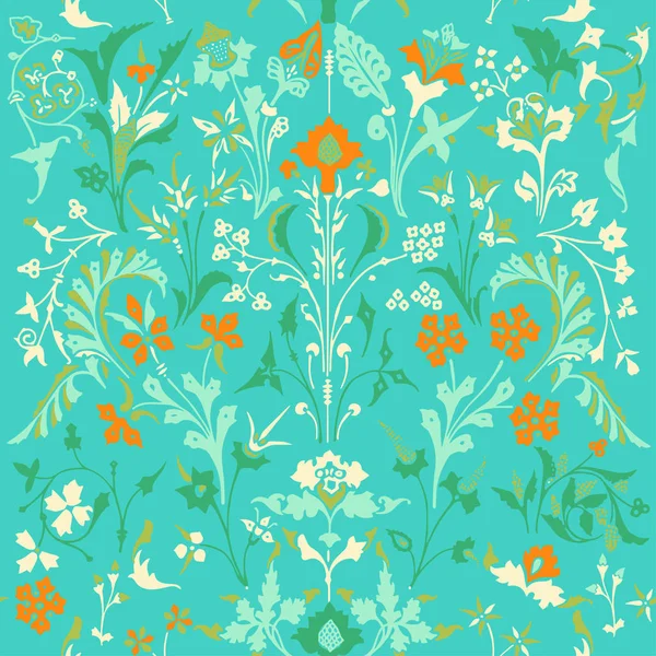 Vector Illustration Design Vintage Flowers Seamless Pattern Magic Forest Background — Stock Vector