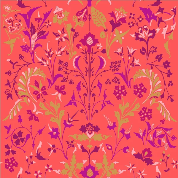 vector illustration design of Vintage Flowers seamless pattern for Magic forest background.