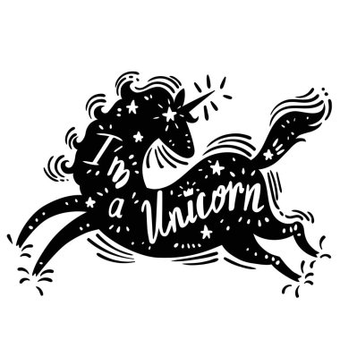 vektör çizim tasarım çizgi film sihirli Unicorn ve peri öğeleri toplama