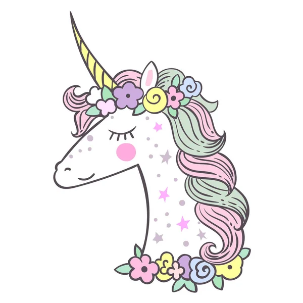 Disegno Illustrazione Vettoriale Carino Magia Unicorno Collezione Elementi Fata — Vettoriale Stock