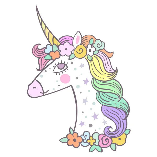 Disegno Illustrazione Vettoriale Carino Magia Unicorno Collezione Elementi Fata — Vettoriale Stock