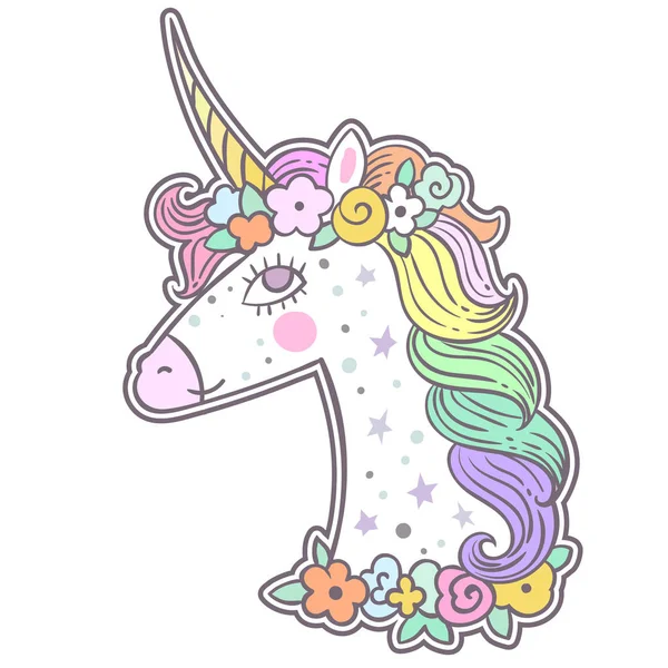 vektör çizim tasarım şirin sihirli Unicorn ve peri öğeleri toplama