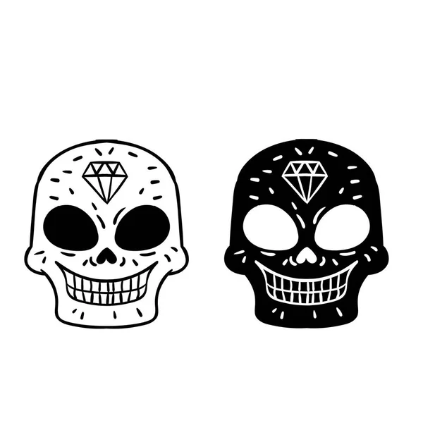 Vector Ilustración Diseño Calaveras Demonio Dibujadas Mano — Vector de stock