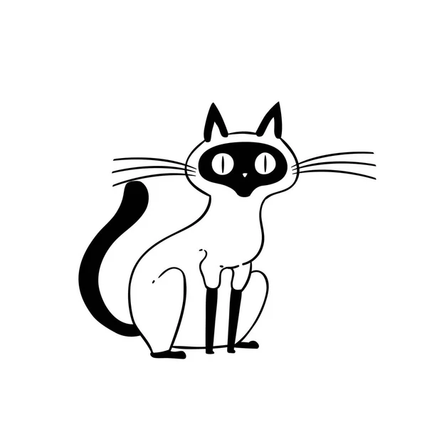Projekt Wektor Ilustracja Kot Kreskówka Czarny — Wektor stockowy