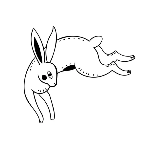 Vector Illustration Design Cartoon Hand Drawn Rabbit Isolated White Background — Stock Vector