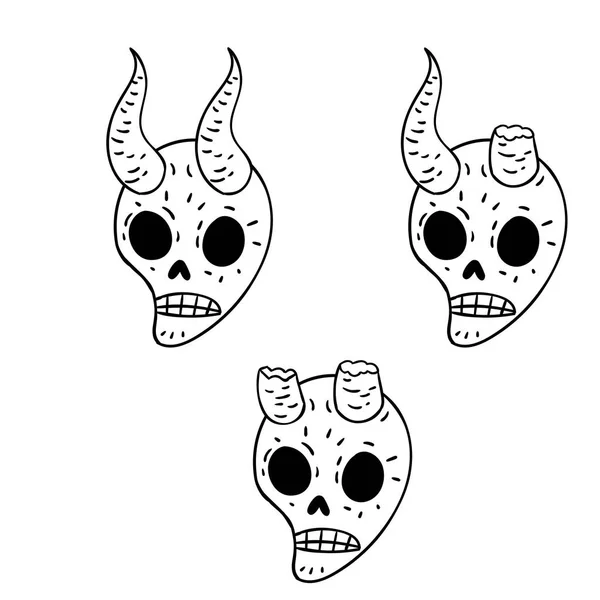 Vector Ilustración Diseño Calaveras Demonio Dibujadas Mano — Vector de stock