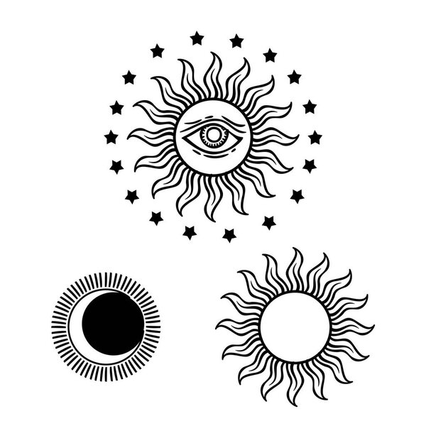 vector illustration design of cartoon hand drawn sun signs isolated on white background