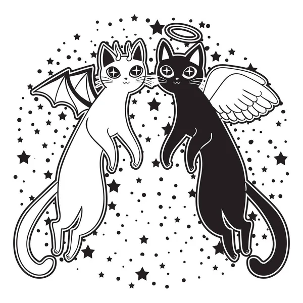 手のベクトル イラスト デザイン描画ハロウィーン魔女の猫 — ストックベクタ