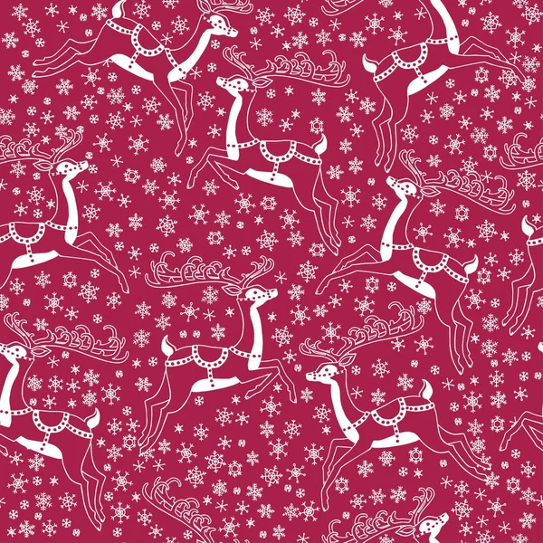 驯鹿无缝图案的矢量插画设计圣诞快乐新年明信片 — 图库矢量图片