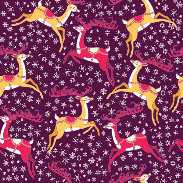 Vector Illustration Design Reindeer Seamless Pattern Merry Christmas Happy New — Stock Vector