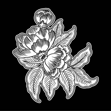 Karanlık Vintage çiçekler memnun oldum. Vektör çizim. Sihirli orman arka plan.