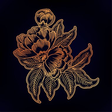 Karanlık Vintage çiçekler memnun oldum. Vektör çizim. Sihirli orman arka plan.