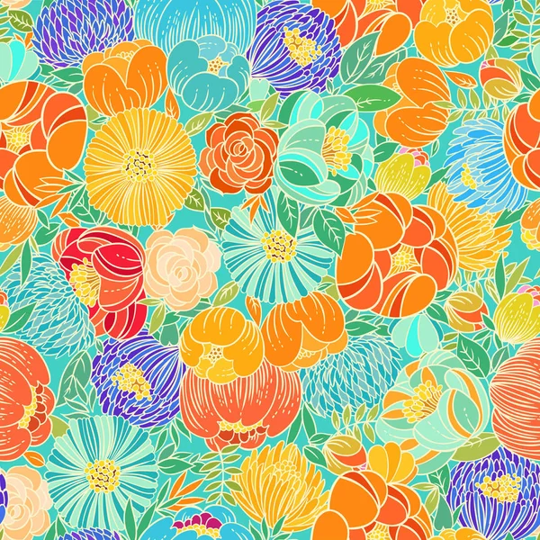 彩色花卉无缝图案背景的矢量图解设计 — 图库矢量图片