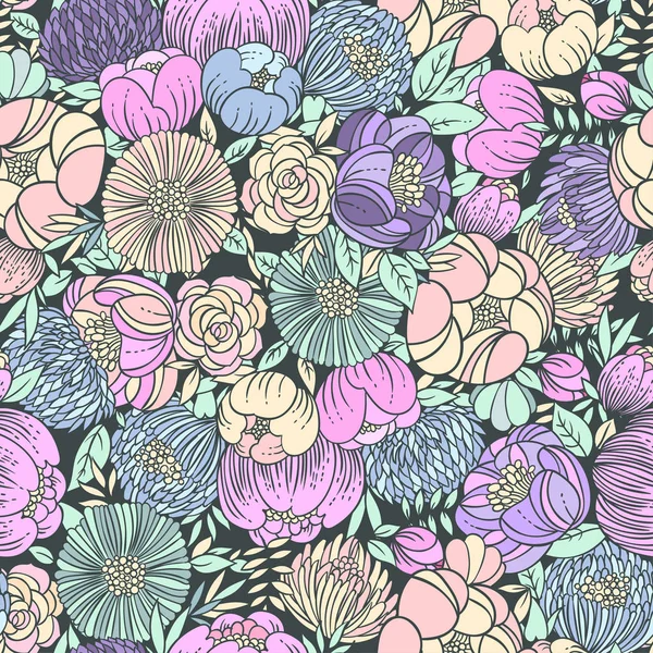 彩色粉彩花卉无缝图案背景的矢量图解设计 — 图库矢量图片