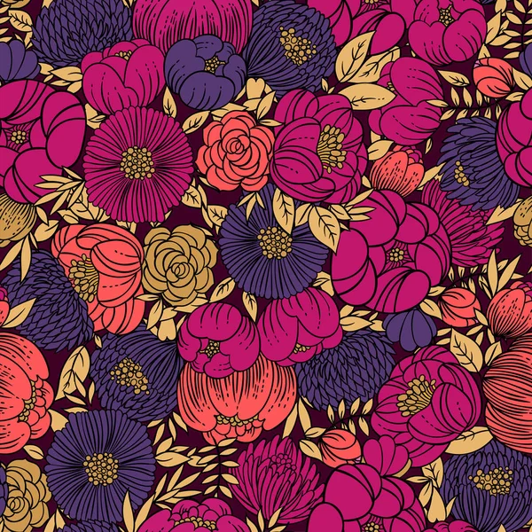 彩色花卉无缝图案背景的矢量图解设计 — 图库矢量图片