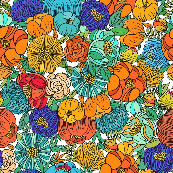 Vektor Illustration Design Färgglada Blommönster Sömlös Bakgrund — Stock vektor