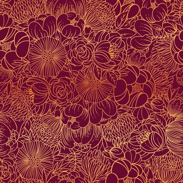 Vector Illustration Design Red Flowers Seamless Pattern Background — Stock Vector