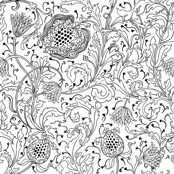 Vector Illustration Design Beautiful Floral Seamless Pattern Greeting Card — Stock Vector