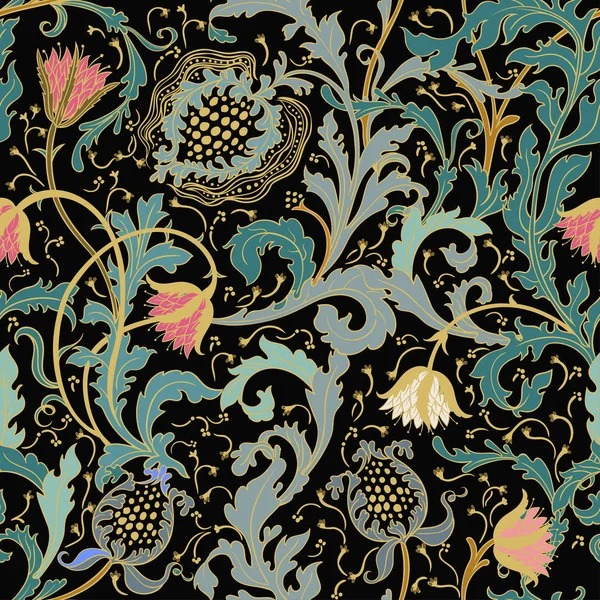 Векторная Иллюстрация Дизайна Красивой Цветочной Бесшовной Картины Поздравительной Открытки — стоковый вектор