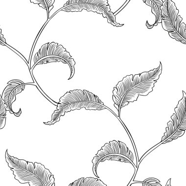 Bitki dokuma ile detaylı çiçek sorunsuz vektör desen