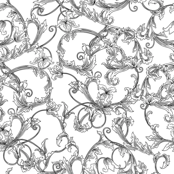 Детальный Цветочный Бесшовный Векторный Рисунок Ткацкими Растениями — стоковый вектор