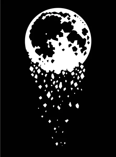 Pleine Lune Illustration Vectorielle Dessinée Main Conception Tatouage Sombre — Image vectorielle