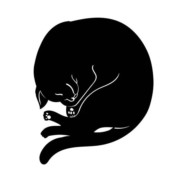 Vector Sueño Gato Ilustración Oscura Del Tatuaje Para Logotipo Diseño — Vector de stock