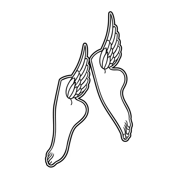 Pięknych Ręcznie Rysowane Nogi Hermes Skrzydła Ilustracja Wektorowa Ciemna Magia — Wektor stockowy
