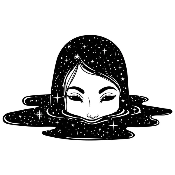 Ilustración Vectorial Chica Rara Con Lágrimas Negras Charco Oscuro Con — Vector de stock