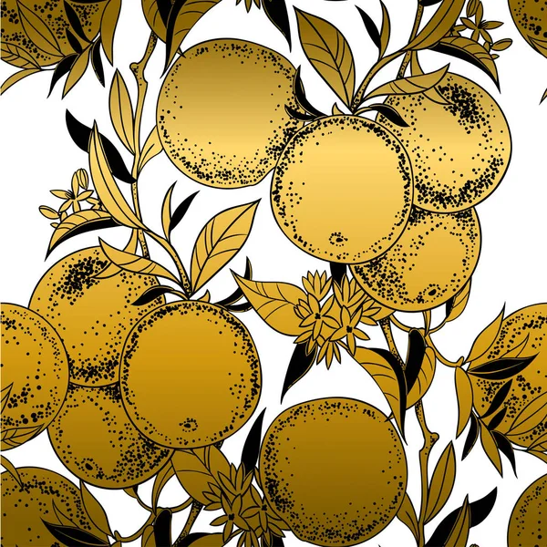 Illustration Vectorielle Des Branches Oranger Motif Sans Couture Vintage Botanique — Image vectorielle