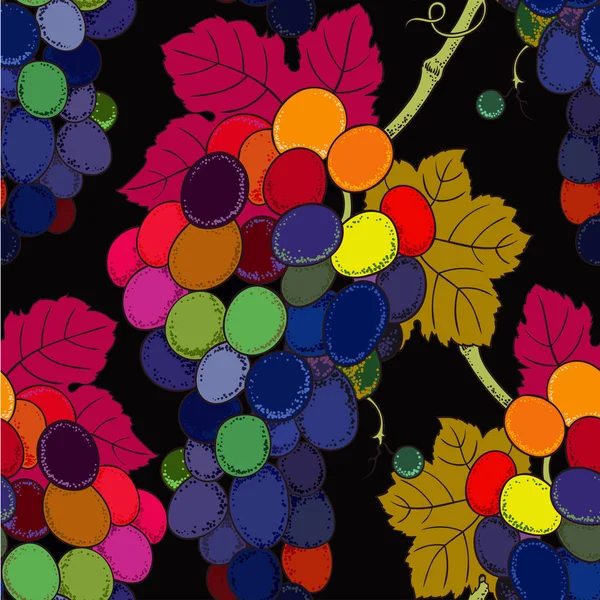 Цветные Векторные Иллюстрации Бесшовного Рисунка Винограда — стоковый вектор